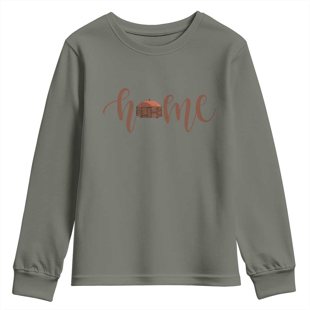 Rustic Hogan Home Typography Youth Sweatshirt Native American Heritage Pride