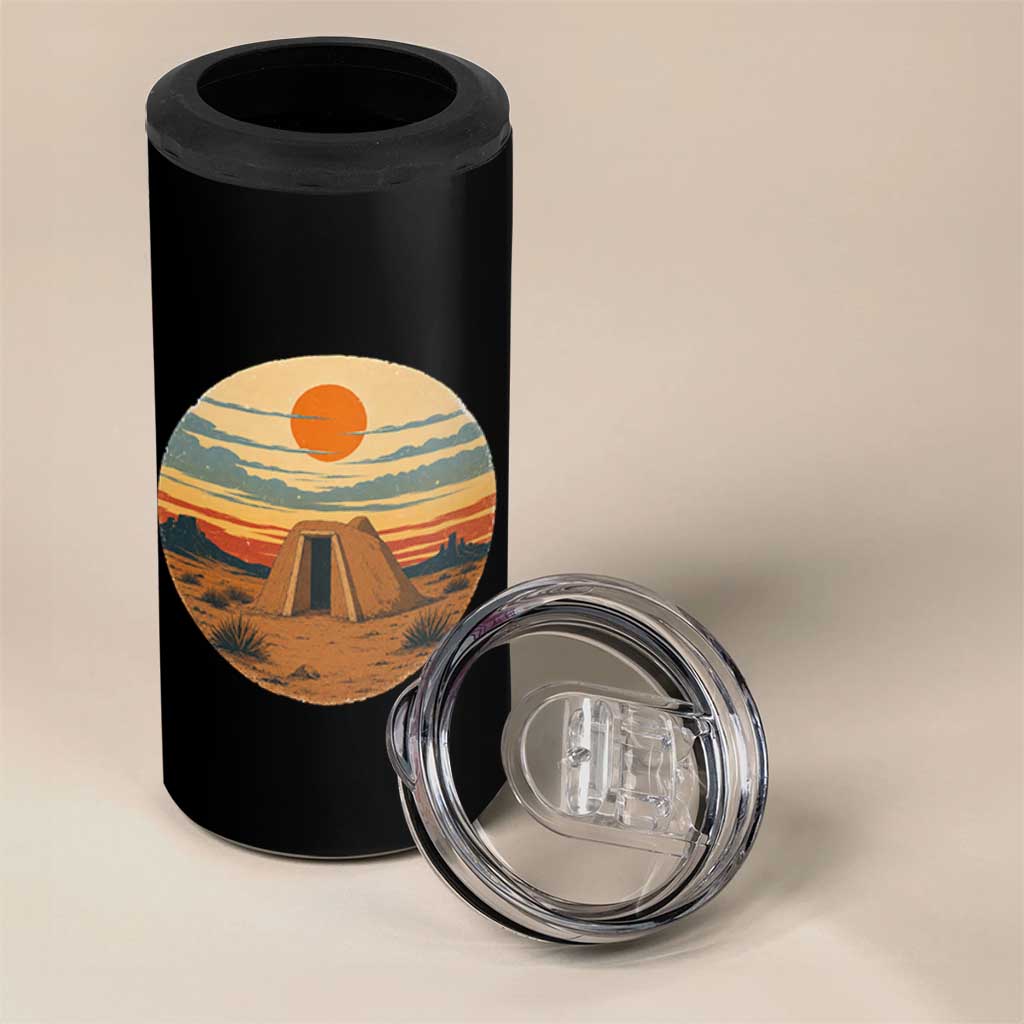 Vintage Monument Valley Landscape 4 in 1 Can Cooler Tumbler Desert Hogan Home Art
