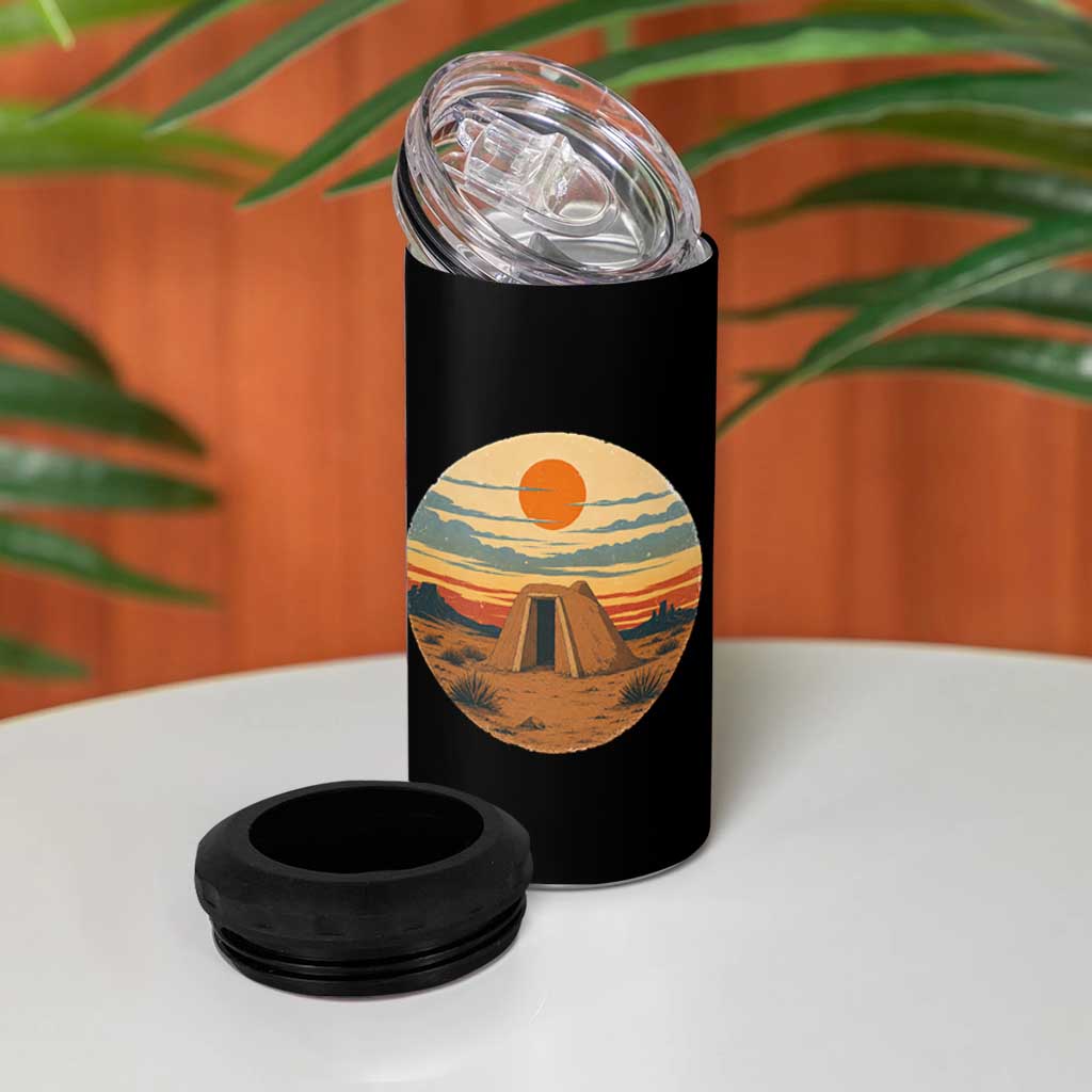 Vintage Monument Valley Landscape 4 in 1 Can Cooler Tumbler Desert Hogan Home Art