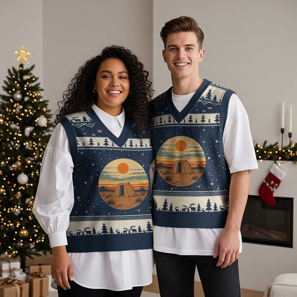 Vintage Monument Valley Landscape V-Neck Knit Sweater Vest Desert Hogan Home Art