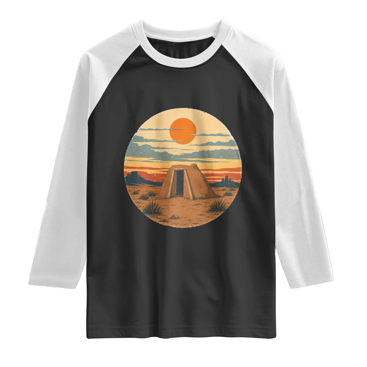 Vintage Monument Valley Landscape Raglan Shirt Desert Hogan Home Art