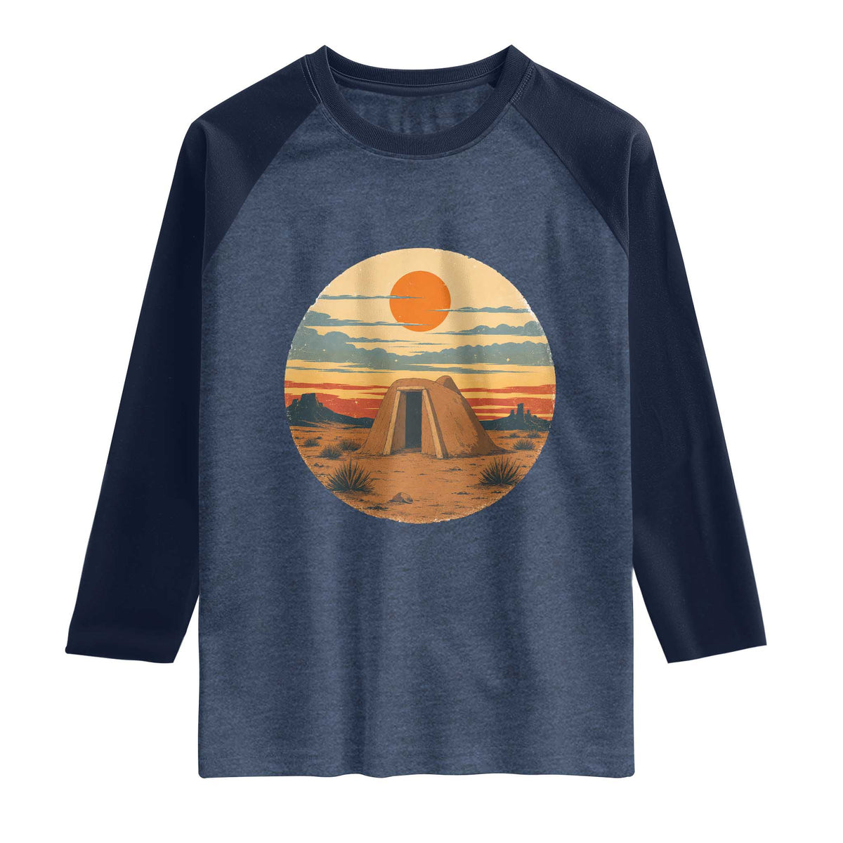 Vintage Monument Valley Landscape Raglan Shirt Desert Hogan Home Art