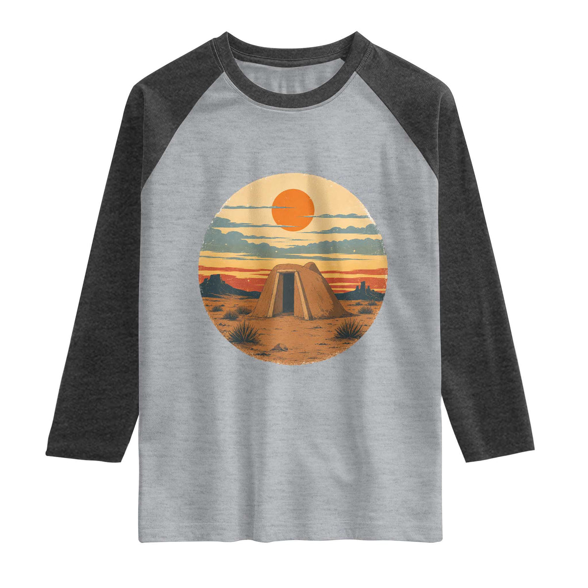 Vintage Monument Valley Landscape Raglan Shirt Desert Hogan Home Art