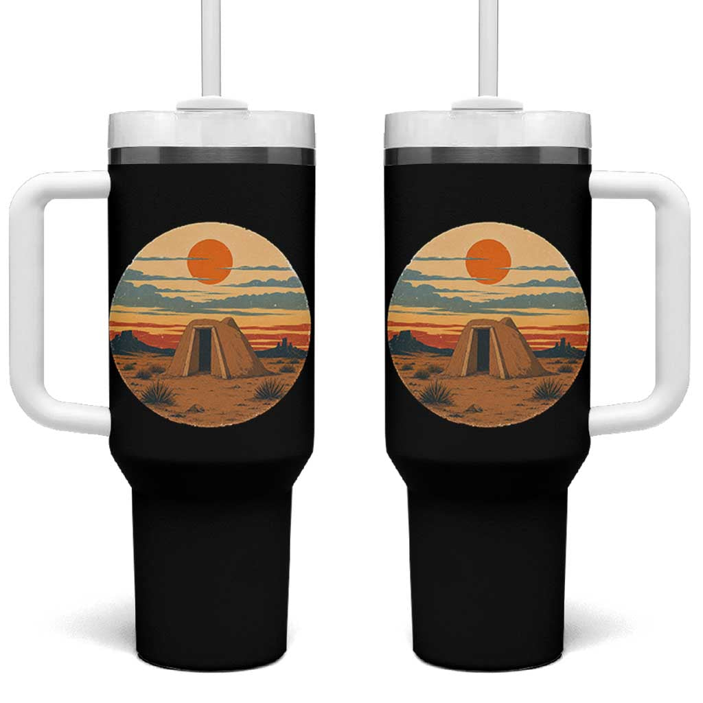 Vintage Monument Valley Landscape Tumbler With Handle Desert Hogan Home Art