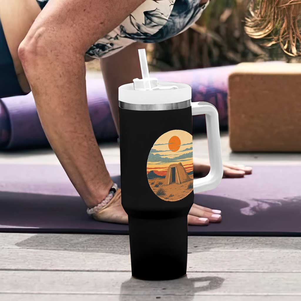 Vintage Monument Valley Landscape Tumbler With Handle Desert Hogan Home Art
