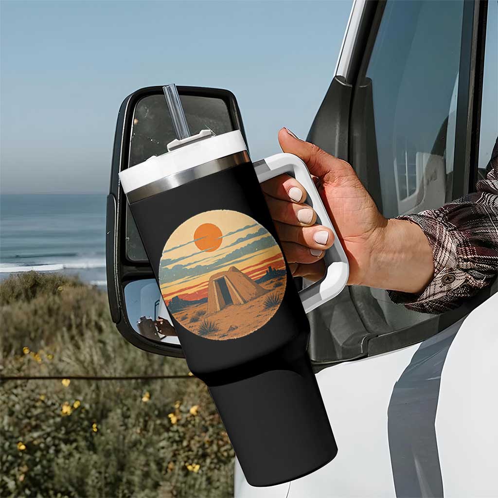 Vintage Monument Valley Landscape Tumbler With Handle Desert Hogan Home Art