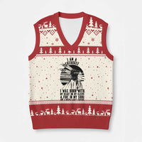 Native American Heritage Pride Gift V-Neck Knit Sweater Vest I Am A Cherokee Born With Heart On My Sleeve