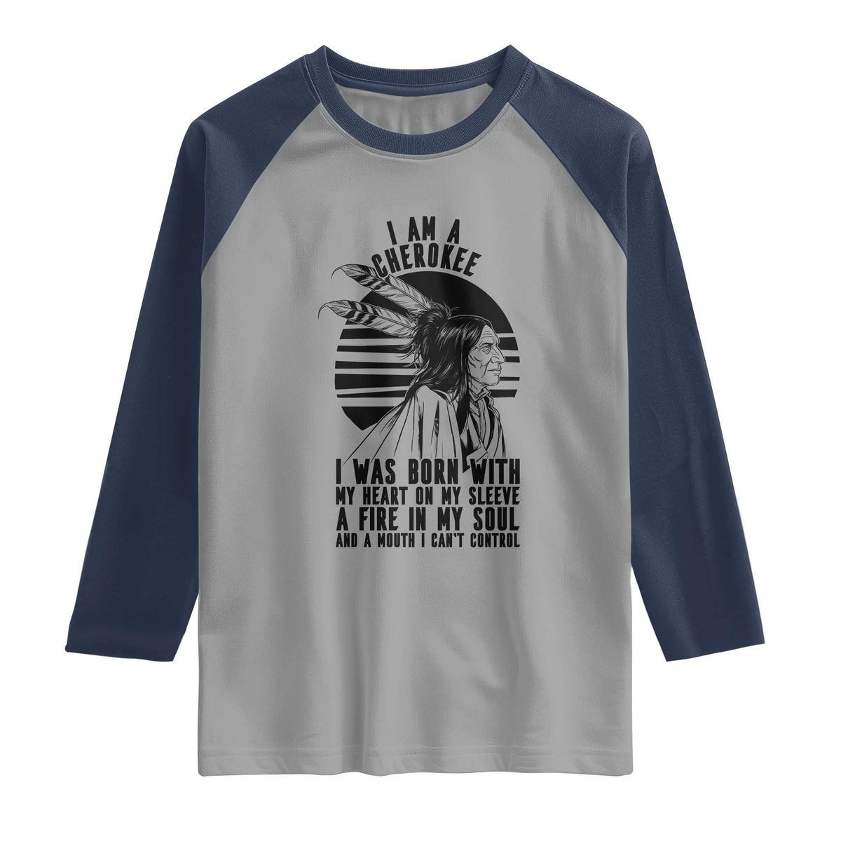 Native American Heritage Pride Gift Raglan Shirt I Am A Cherokee Born With Heart On My Sleeve