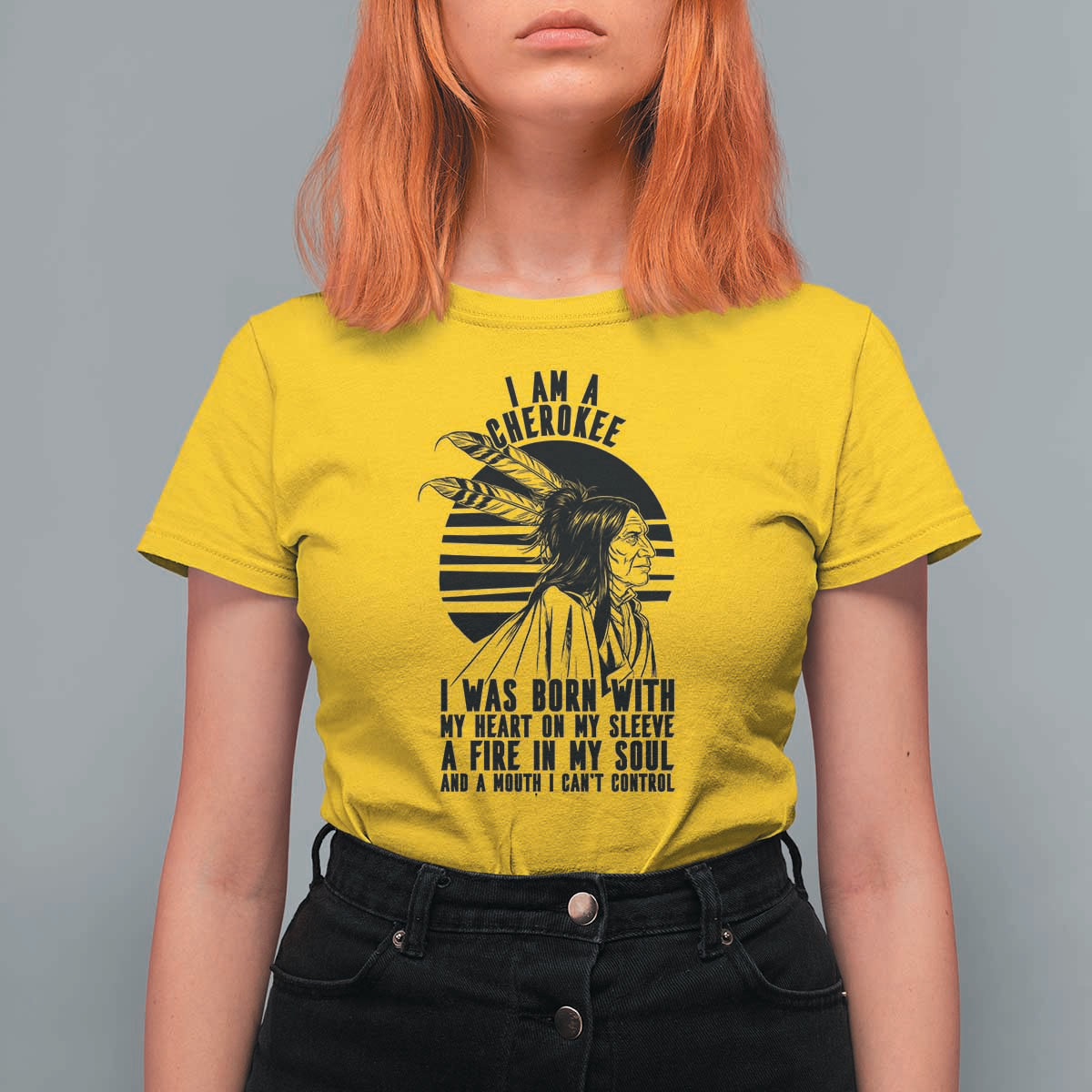Native American Heritage Pride Gift T Shirt For Women I Am A Cherokee Born With Heart On My Sleeve