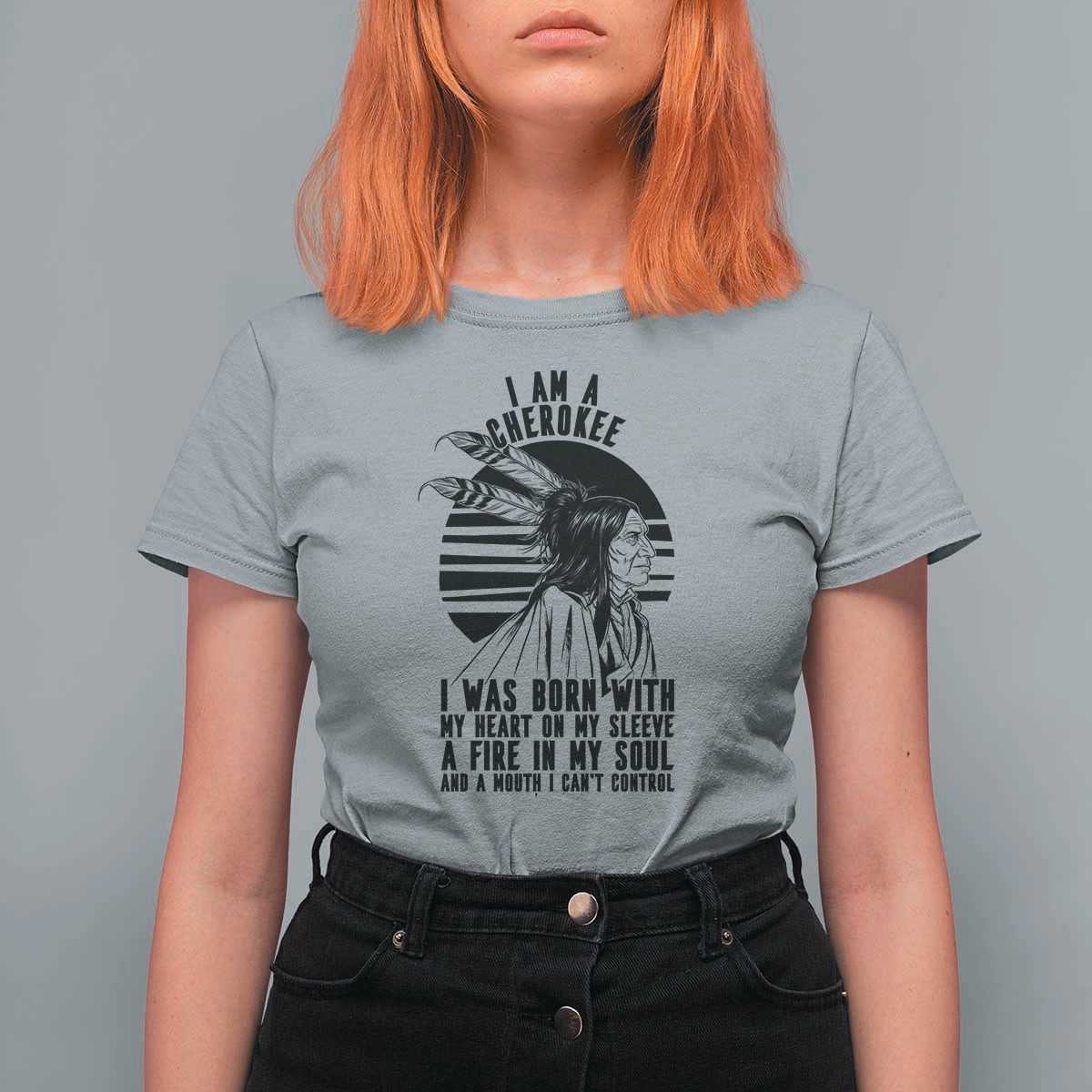 Native American Heritage Pride Gift T Shirt For Women I Am A Cherokee Born With Heart On My Sleeve