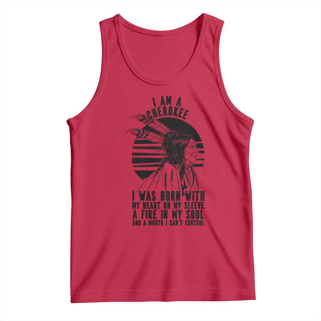 Native American Heritage Pride Gift Tank Top I Am A Cherokee Born With Heart On My Sleeve
