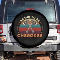 Cherokee Heritage Pride Spare Tire Cover Vintage Sunset Tomahawk Native American Graphic