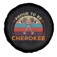 Cherokee Heritage Pride Spare Tire Cover Vintage Sunset Tomahawk Native American Graphic