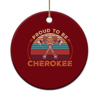 Cherokee Heritage Pride Ceramic Ornament Vintage Sunset Tomahawk Native American Graphic