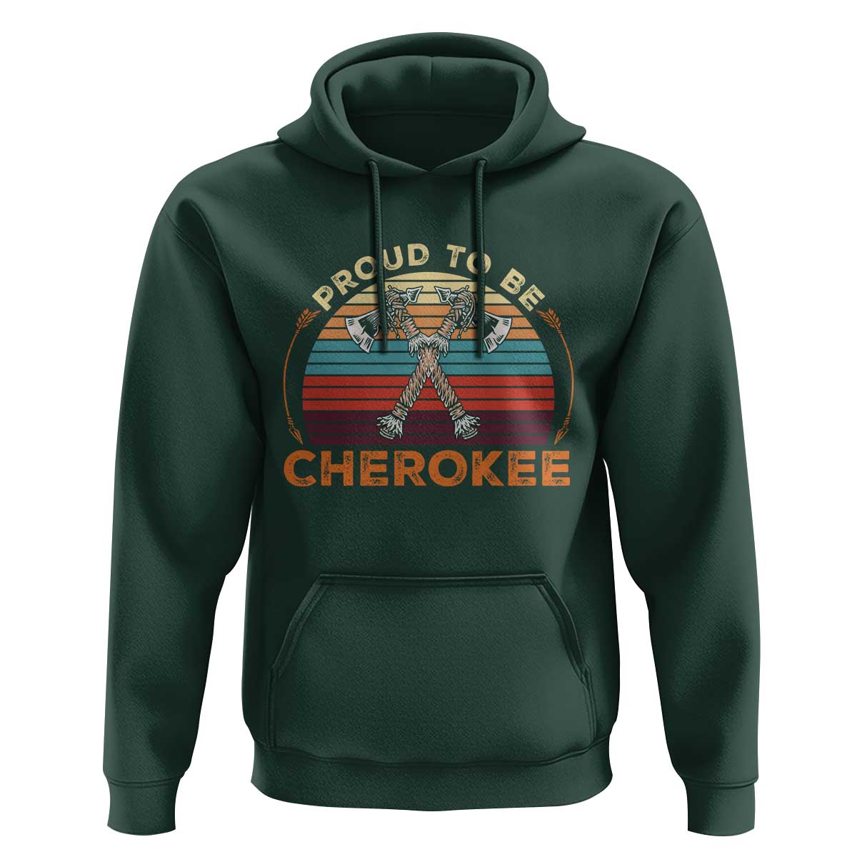 Cherokee Heritage Pride Hoodie Vintage Sunset Tomahawk Native American Graphic