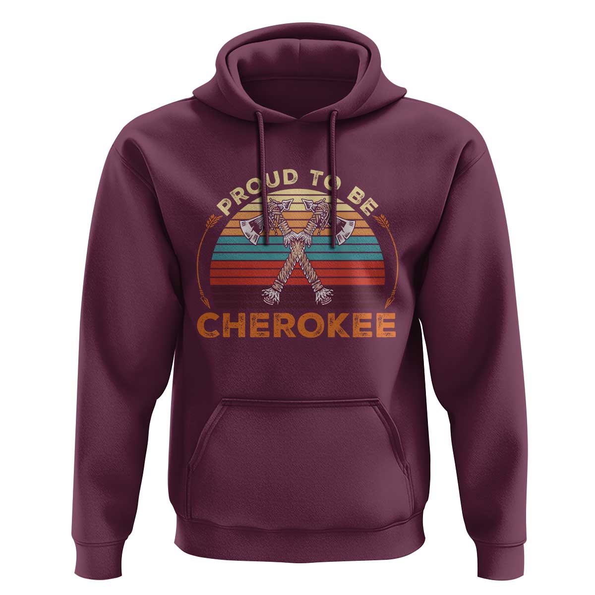 Cherokee Heritage Pride Hoodie Vintage Sunset Tomahawk Native American Graphic