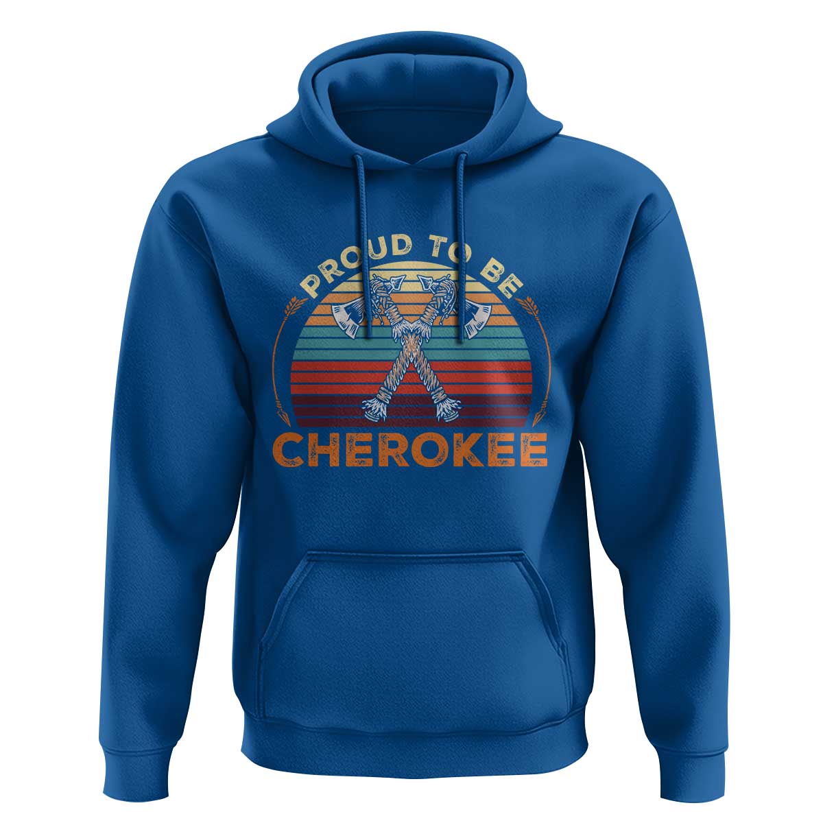 Cherokee Heritage Pride Hoodie Vintage Sunset Tomahawk Native American Graphic