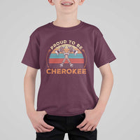 Cherokee Heritage Pride T Shirt For Kid Vintage Sunset Tomahawk Native American Graphic