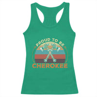 Cherokee Heritage Pride Racerback Tank Top Vintage Sunset Tomahawk Native American Graphic