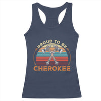 Cherokee Heritage Pride Racerback Tank Top Vintage Sunset Tomahawk Native American Graphic