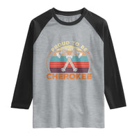 Cherokee Heritage Pride Raglan Shirt Vintage Sunset Tomahawk Native American Graphic