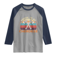 Cherokee Heritage Pride Raglan Shirt Vintage Sunset Tomahawk Native American Graphic