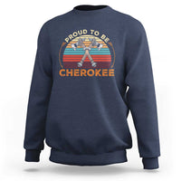 Cherokee Heritage Pride Sweatshirt Vintage Sunset Tomahawk Native American Graphic