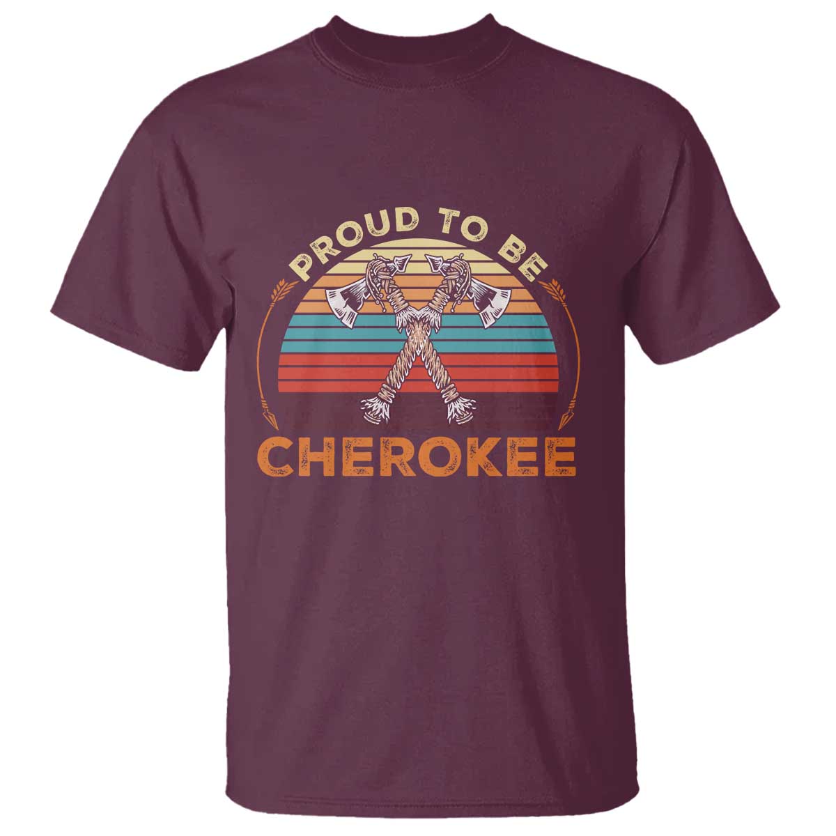 Cherokee Heritage Pride T Shirt Vintage Sunset Tomahawk Native American Graphic