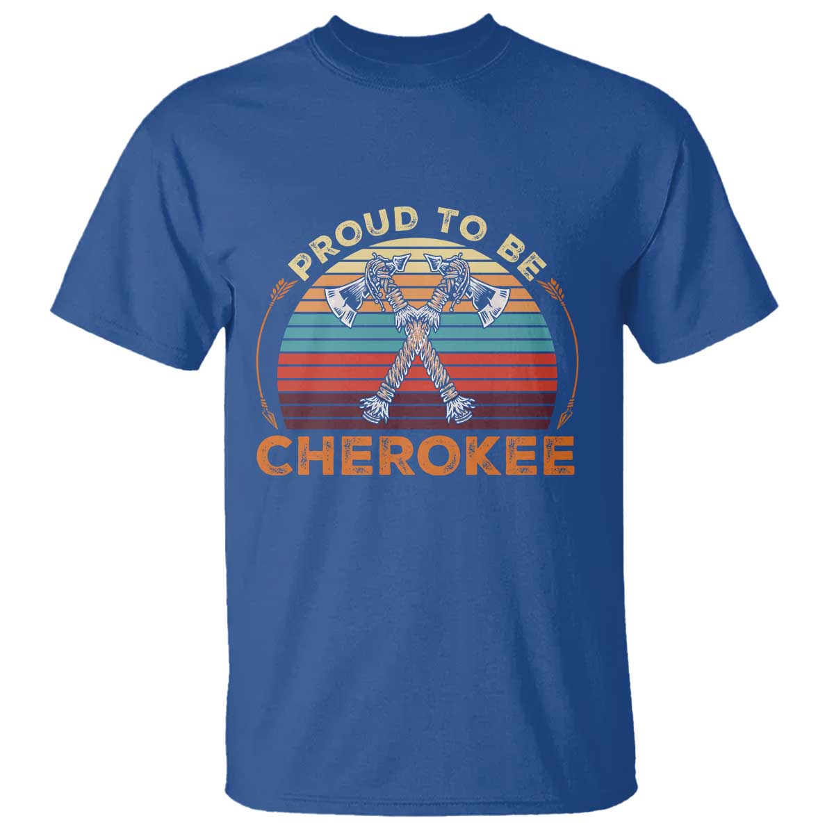 Cherokee Heritage Pride T Shirt Vintage Sunset Tomahawk Native American Graphic