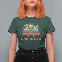 Cherokee Heritage Pride T Shirt For Women Vintage Sunset Tomahawk Native American Graphic