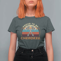 Cherokee Heritage Pride T Shirt For Women Vintage Sunset Tomahawk Native American Graphic
