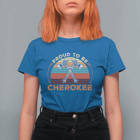 Cherokee Heritage Pride T Shirt For Women Vintage Sunset Tomahawk Native American Graphic