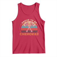 Cherokee Heritage Pride Tank Top Vintage Sunset Tomahawk Native American Graphic