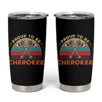 Cherokee Heritage Pride Tumbler Cup Vintage Sunset Tomahawk Native American Graphic