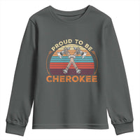Cherokee Heritage Pride Youth Sweatshirt Vintage Sunset Tomahawk Native American Graphic