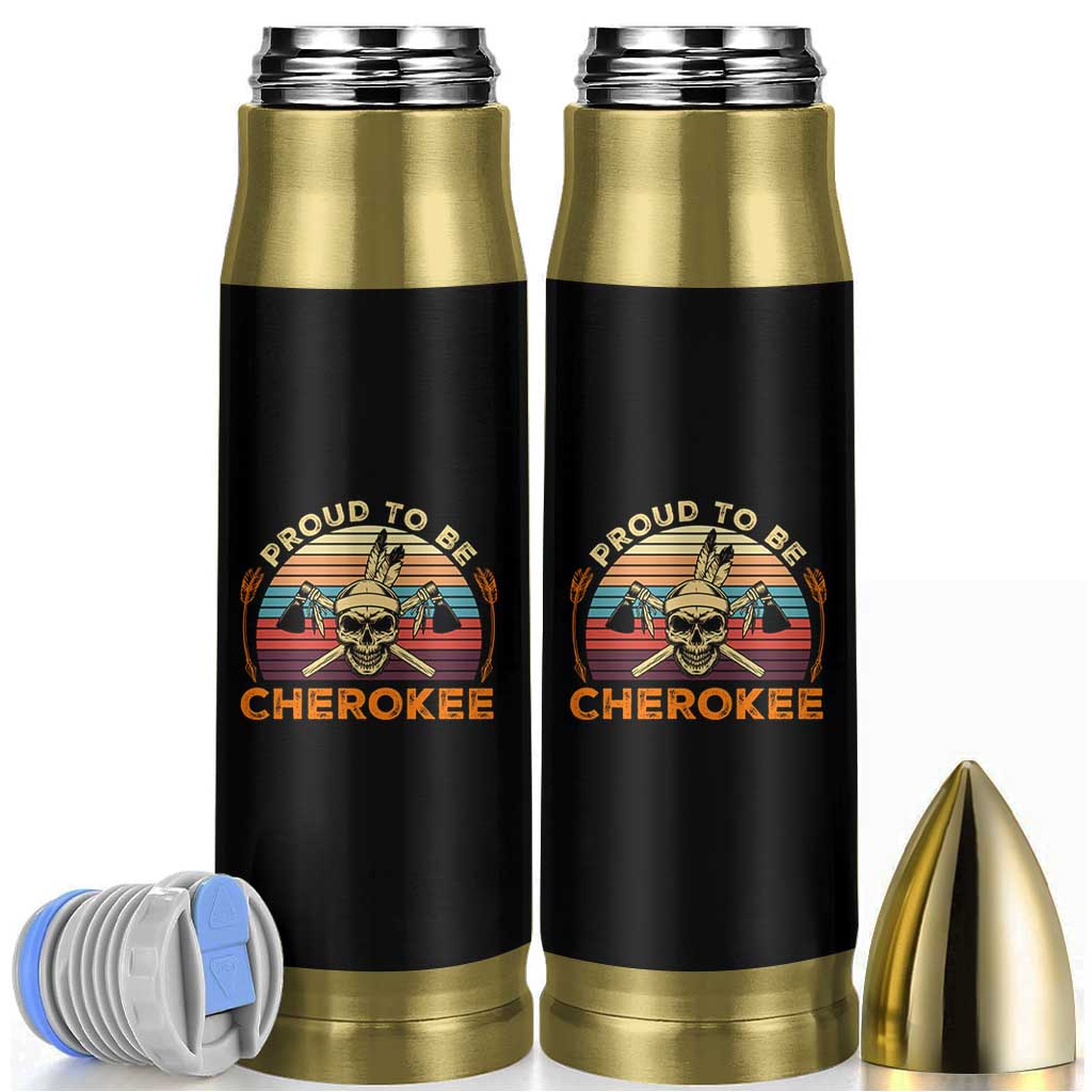 Cherokee Heritage Pride Bullet Tumbler Vintage Native American Warrior Skull
