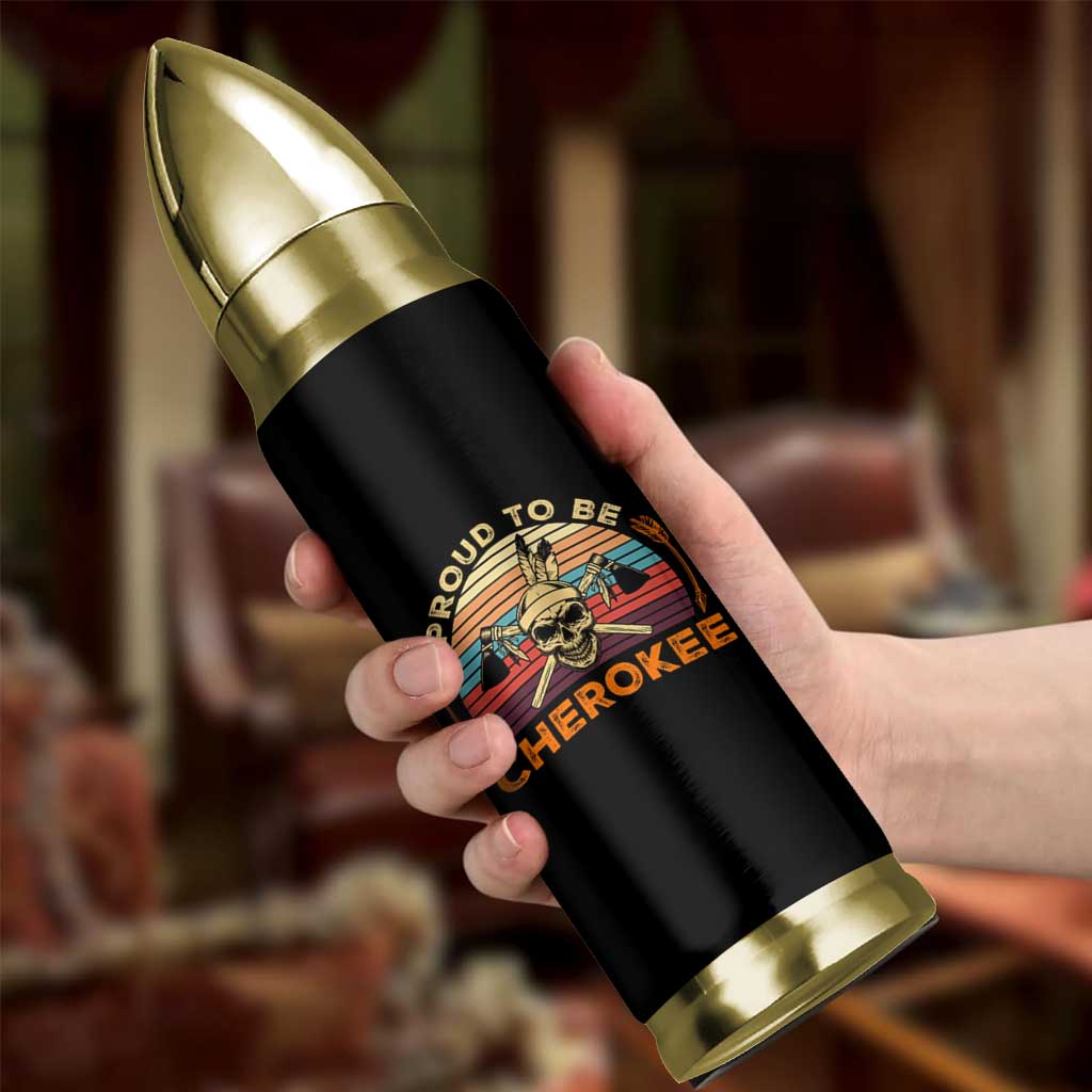 Cherokee Heritage Pride Bullet Tumbler Vintage Native American Warrior Skull