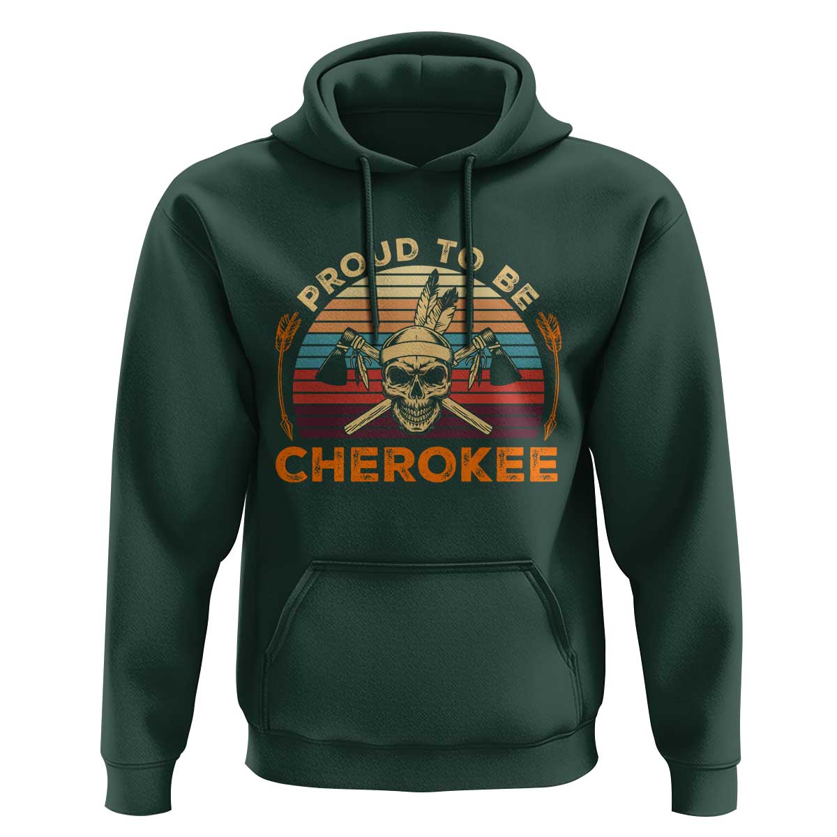 Cherokee Heritage Pride Hoodie Vintage Native American Warrior Skull