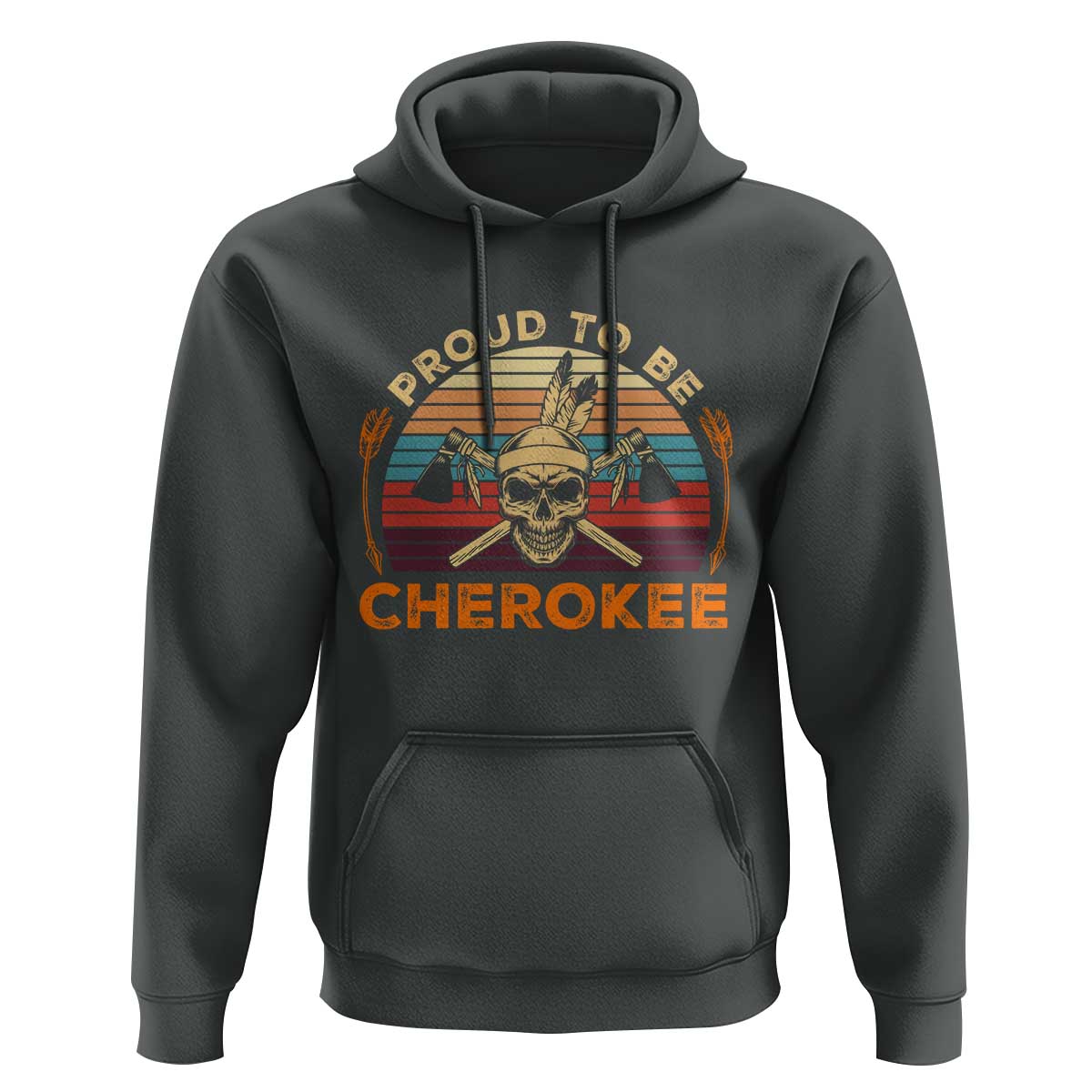 Cherokee Heritage Pride Hoodie Vintage Native American Warrior Skull