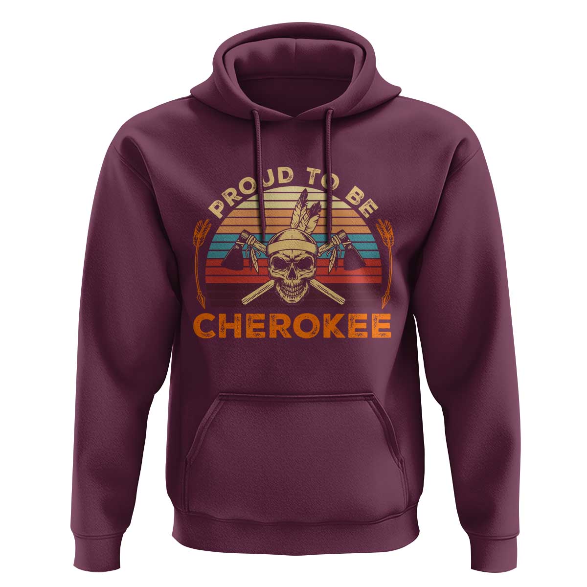 Cherokee Heritage Pride Hoodie Vintage Native American Warrior Skull