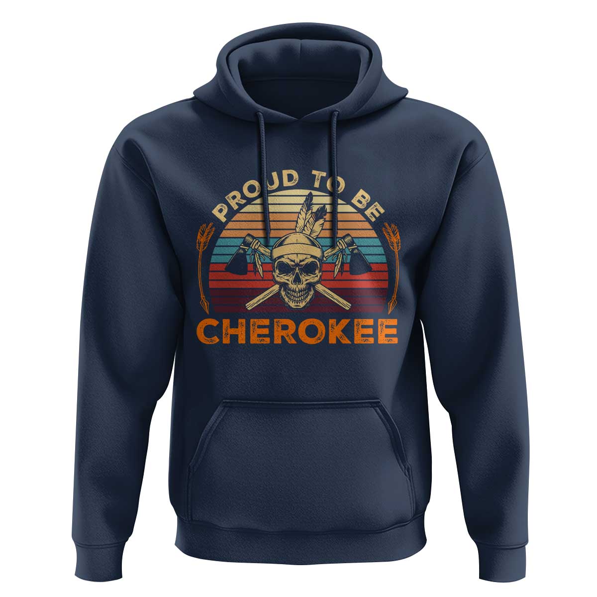 Cherokee Heritage Pride Hoodie Vintage Native American Warrior Skull