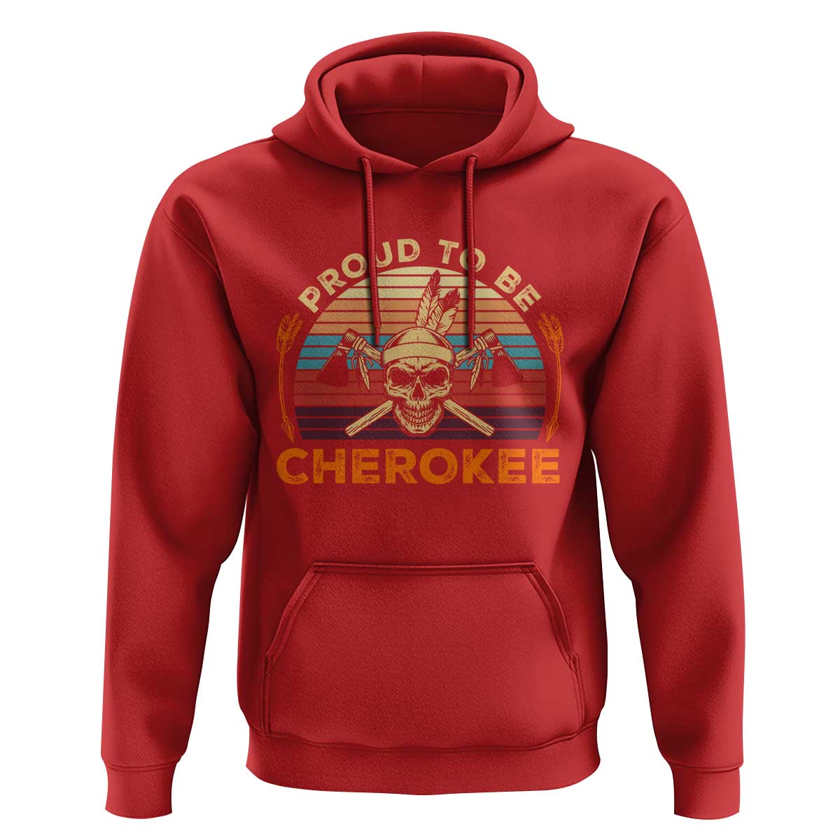 Cherokee Heritage Pride Hoodie Vintage Native American Warrior Skull