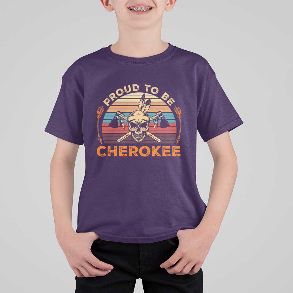 Cherokee Heritage Pride T Shirt For Kid Vintage Native American Warrior Skull
