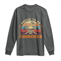 Cherokee Heritage Pride Long Sleeve Shirt Vintage Native American Warrior Skull