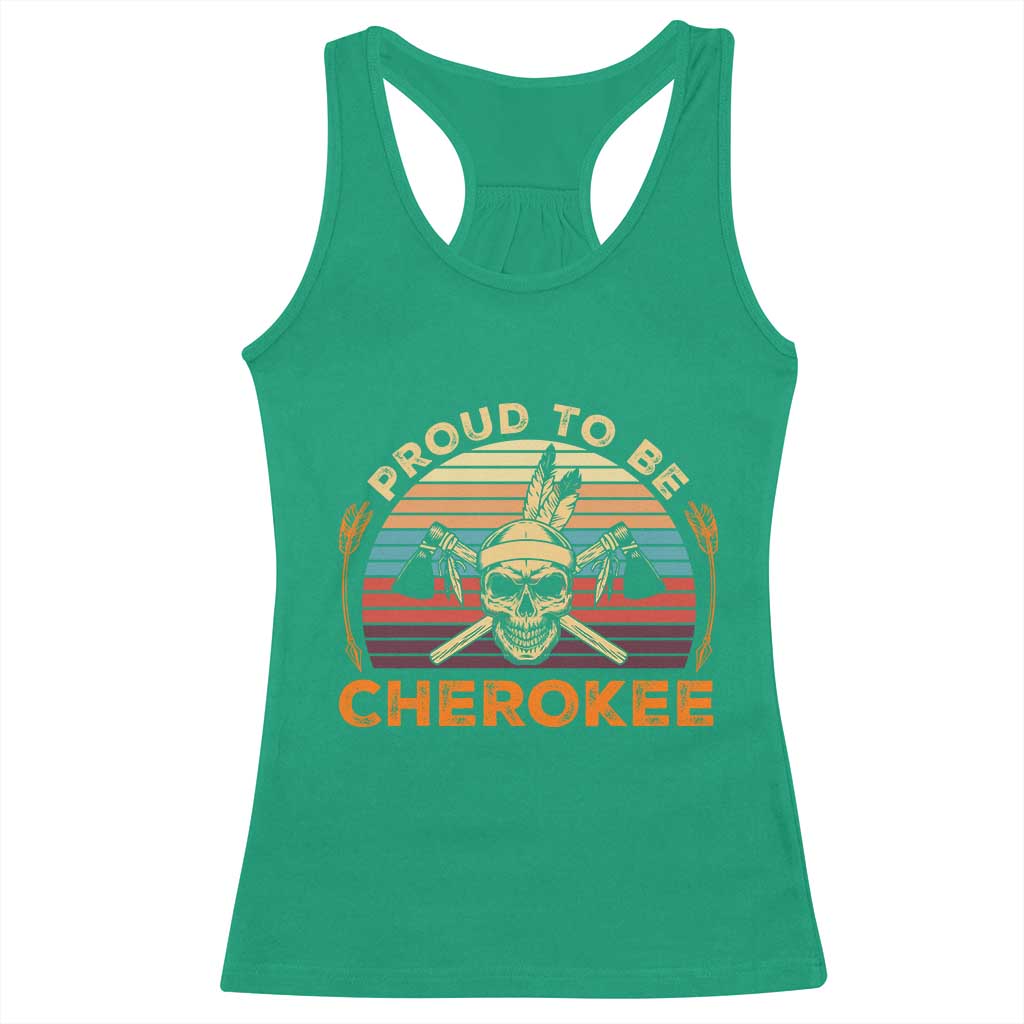 Cherokee Heritage Pride Racerback Tank Top Vintage Native American Warrior Skull
