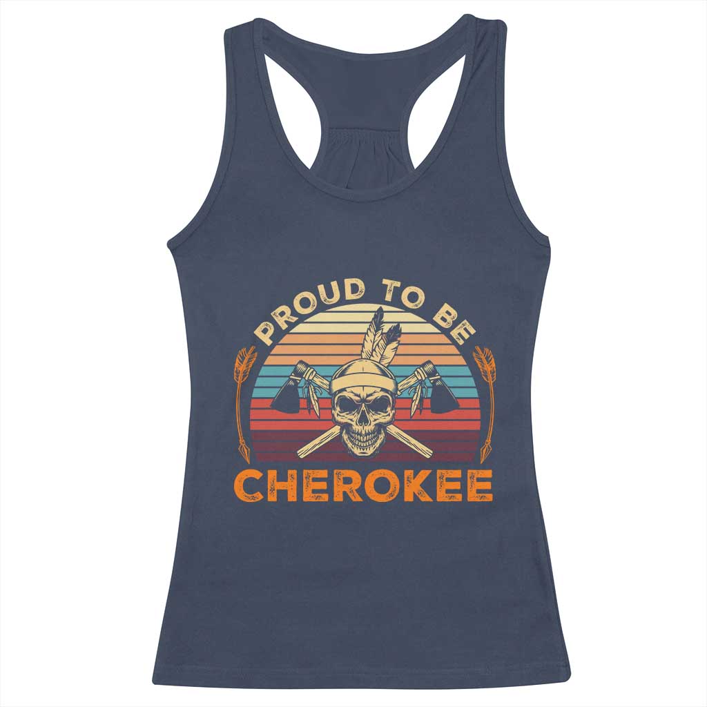 Cherokee Heritage Pride Racerback Tank Top Vintage Native American Warrior Skull