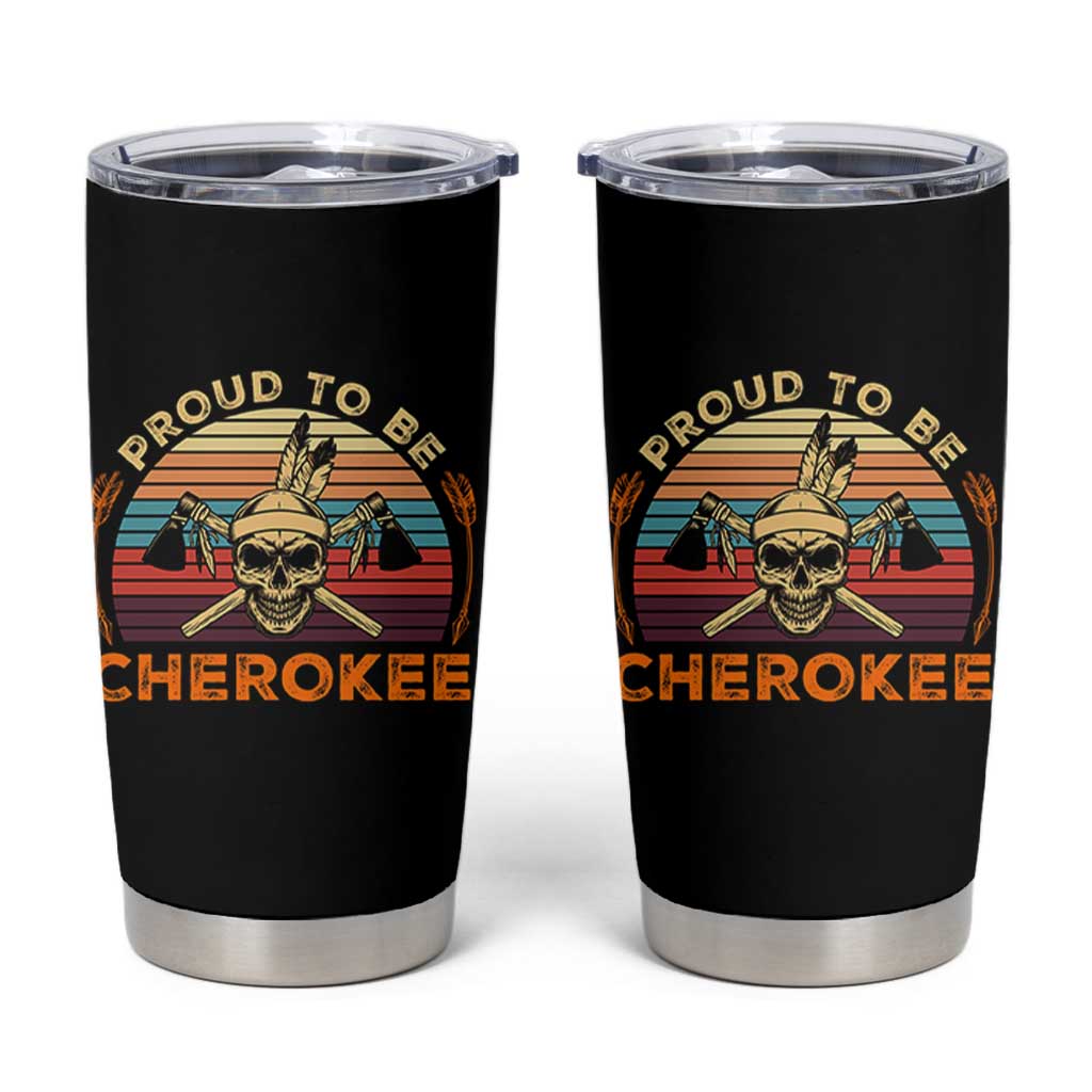 Cherokee Heritage Pride Tumbler Cup Vintage Native American Warrior Skull