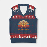 Tsalagi Seven Pointed Star V-Neck Knit Sweater Vest Cherokee Native American Heritage
