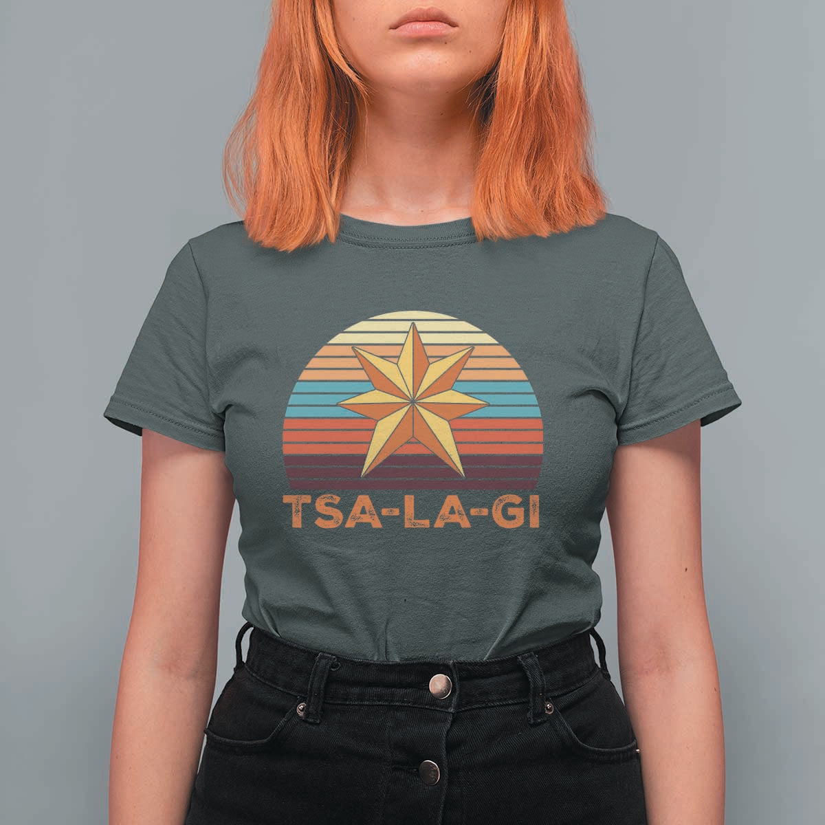 Tsalagi Seven Pointed Star T Shirt For Women Cherokee Native American Heritage