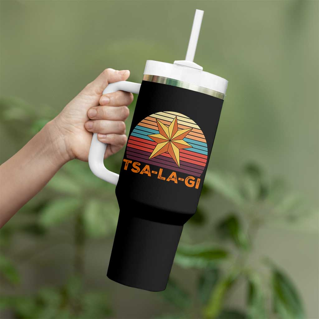 Tsalagi Seven Pointed Star Tumbler With Handle Cherokee Native American Heritage